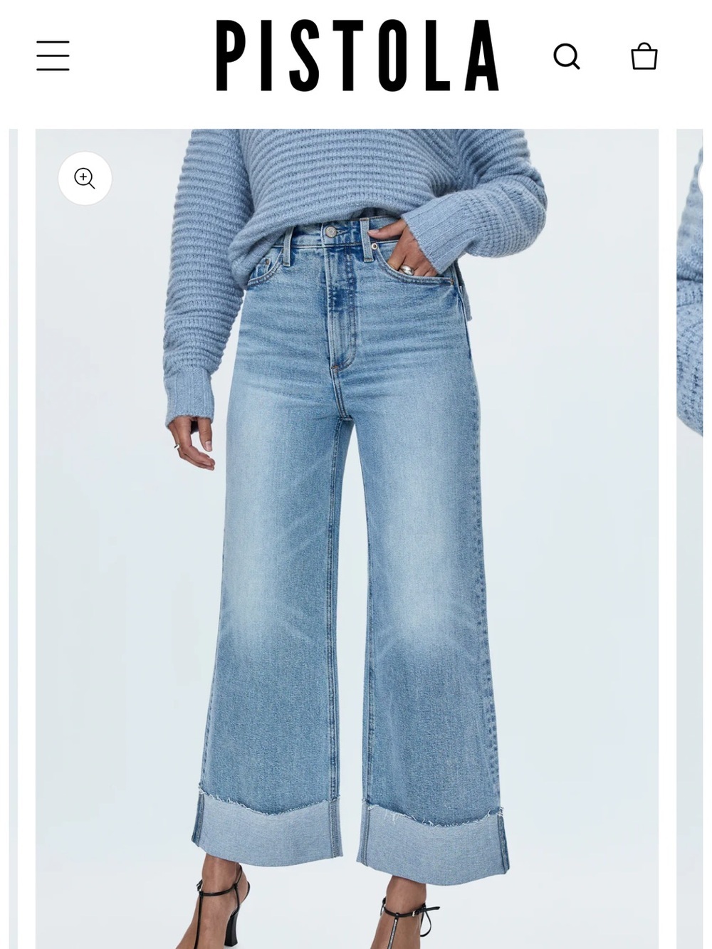 pistola Lana Faded Light Blue Ultra High-Rise Wide Leg Jeans in Snowcat 29